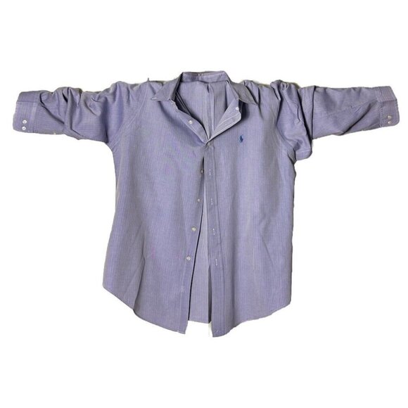 Ralph Lauren Yarmouth Oxford Blue Purple Cotton Long Sleeve Shirt 16 1/2 34/35 - Picture 1 of 4
